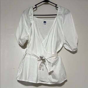 Poplin White Wrap Top